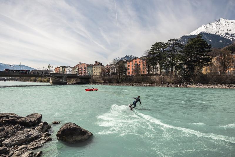 up stream surfer in the centre of Innsbruck (close to one of the main bridges)