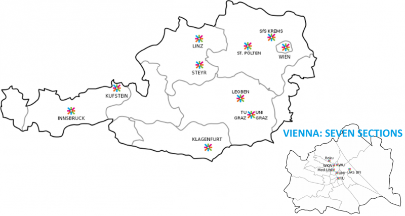 map showing all Austrian ESN sections